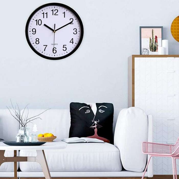 Black - 10 Inch Classic Quartz Decorative Clock No Ticking Silent Wall Clock Easy to Read Suitable f