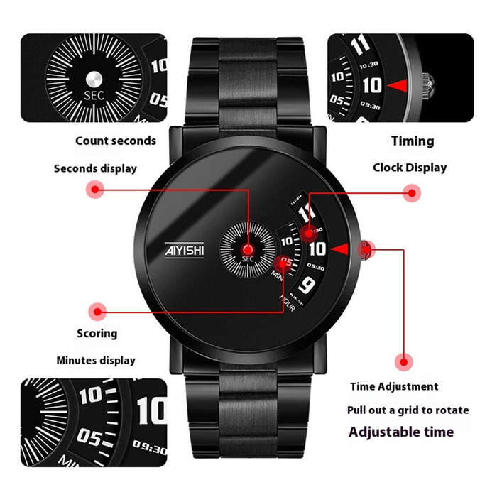 Black - AIYIASHI Personalized Simple Waterproof Quartz Watches for Men Fashionable Business Casual S