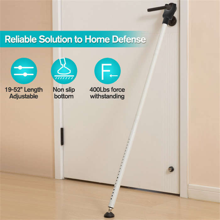 Set - 19-52Inch Adjustable Length Security Door Stopper Lock Bar Anti Slip Base Heavy Duty for Slidi