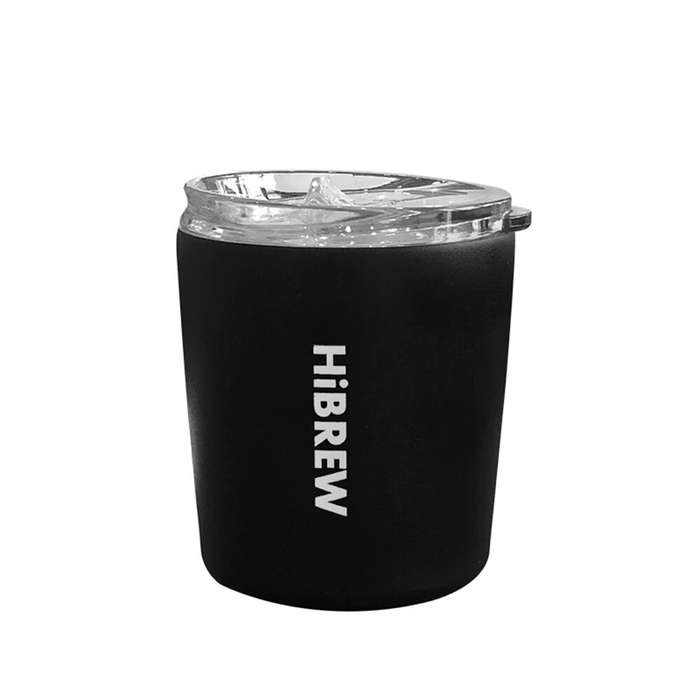 White - HiBREW 240ml Portable Hanging Ear Style Coffee Thermal Mug Foldable Filter Stainless Steel D