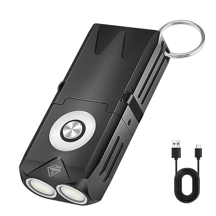 Black - 650 Lumens Portable Outdoor Emergency Magnetic EDC Flashlight - White Light + RGB Aluminum A