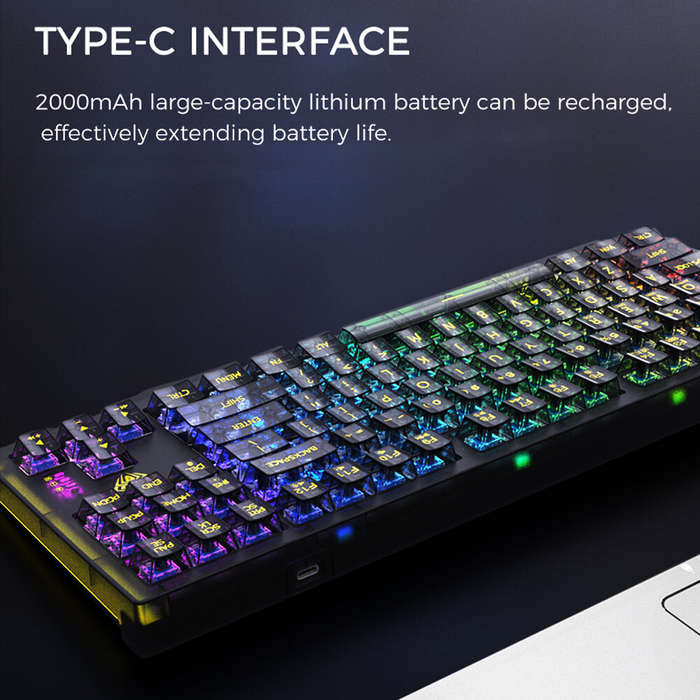 AULA F2183 Mechanical Keyboard RGB 87 Keys Hotswap bluetooth Wired 2.4G Triple Mode Keyboard Transpa