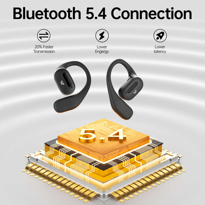 Black - Weofly TouchFits 1.83inch LED Touch Screen Earbuds Wireless bluetooth 5.4 Earphone 15mm Dyna