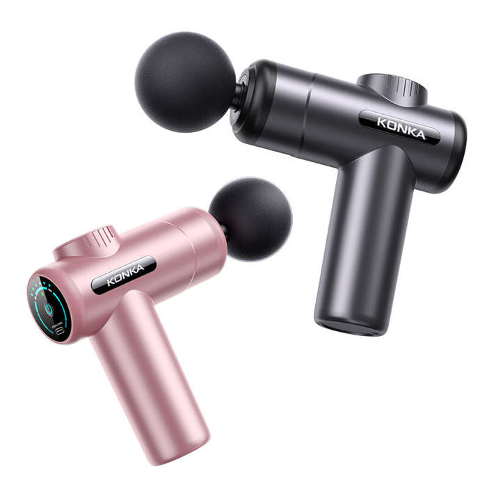 Black - KONKA V19 Fascia Gun 6 Speeds Adjustable 6 Massage Heads Massager Gun Relieve Fatigue Muscle