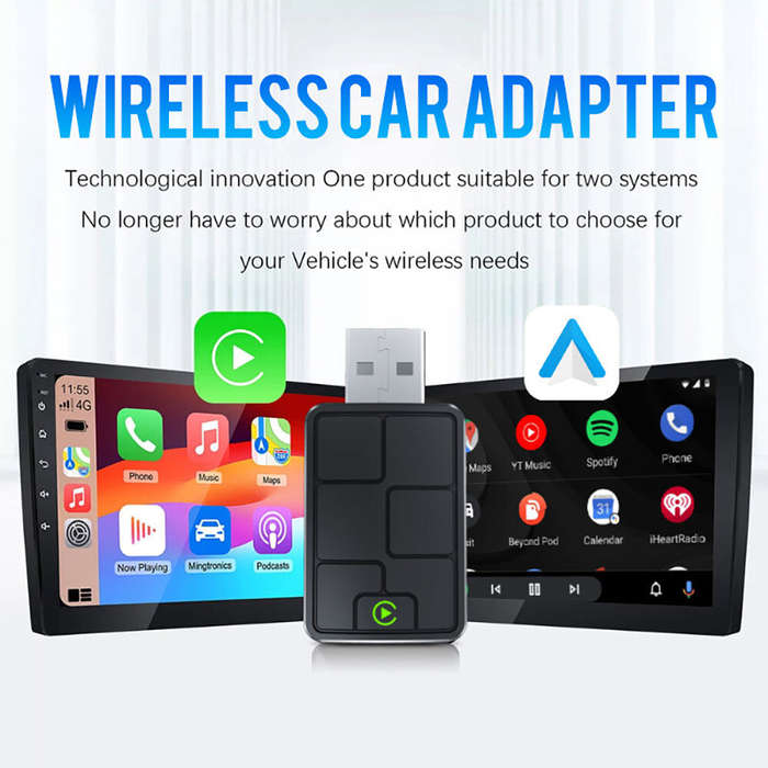 Black - Babaolong 2-in-1 Wired To Wireless Carplay Adapter Android Auto Adapter Plug Car Machine Int