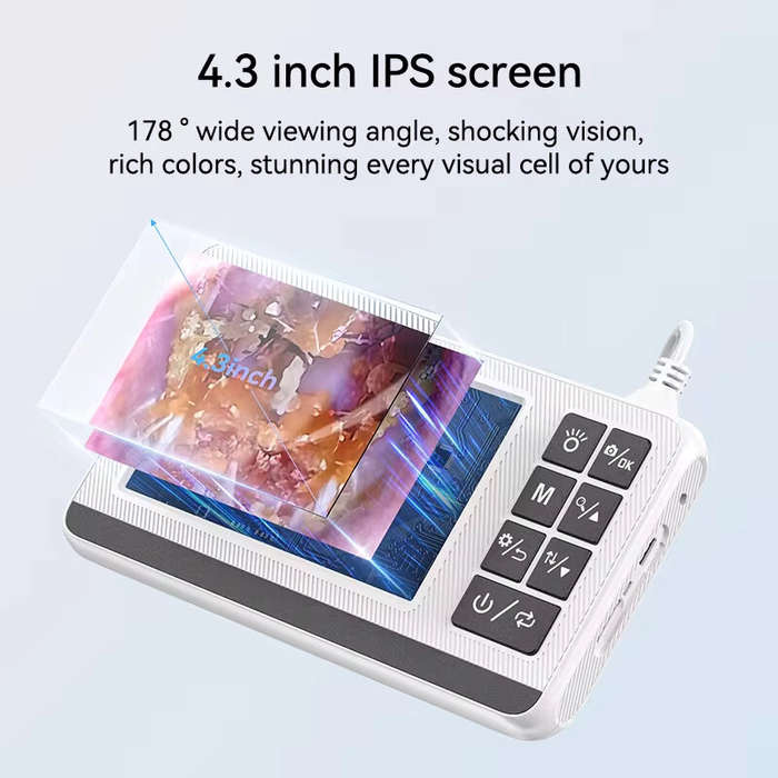 3.9mm4.3 Inch Digital Otoscope for Ear Wax Cleaning Smart Visual Ear Picking Stick Type-C Port Suppo