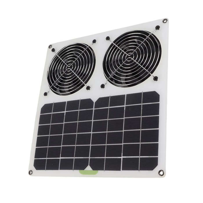 20W - Solar Panel Powered Fan 12inch Waterproof Dual Fan 100W Solar Exhaust Fan for Chicken House Gr