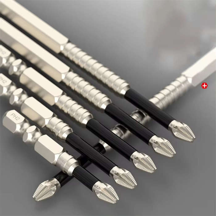 6PCS Long Alloy Steel Magnetic Screwdriver Bits PH2 Hex Shank 1/4 Inch Hand Tools 25-150mm High Hard