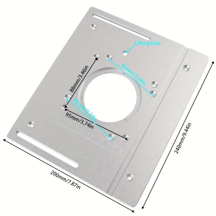 #A - Router Table Insert Plate Set 240x200mm for Woodworking Bench with Miter Gauge Guide Aluminium