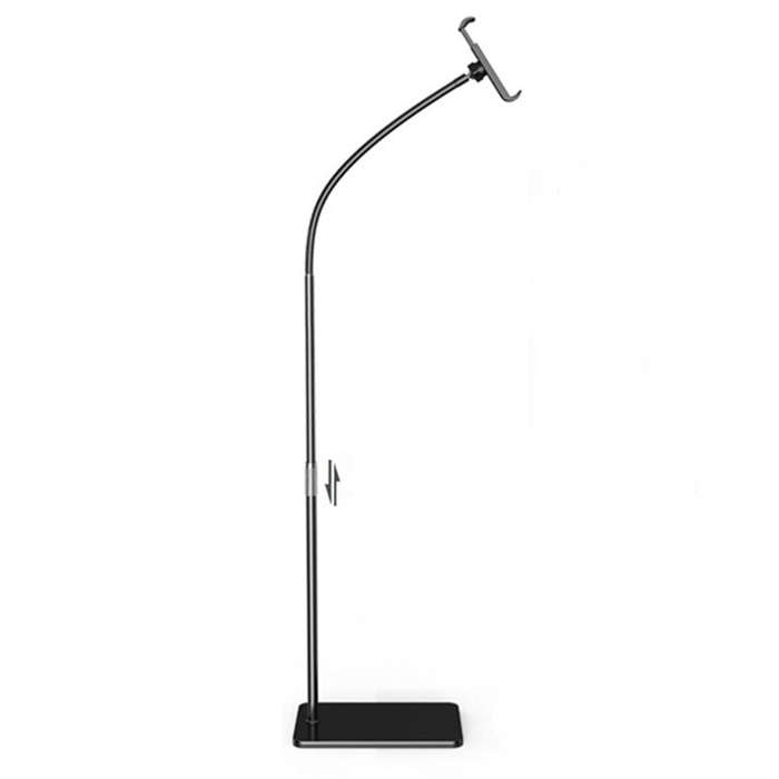 Black - Universal Telescopic Floor Phone Tablet Stand with Adjustable Flexible Tube 55-100cm Adjusta