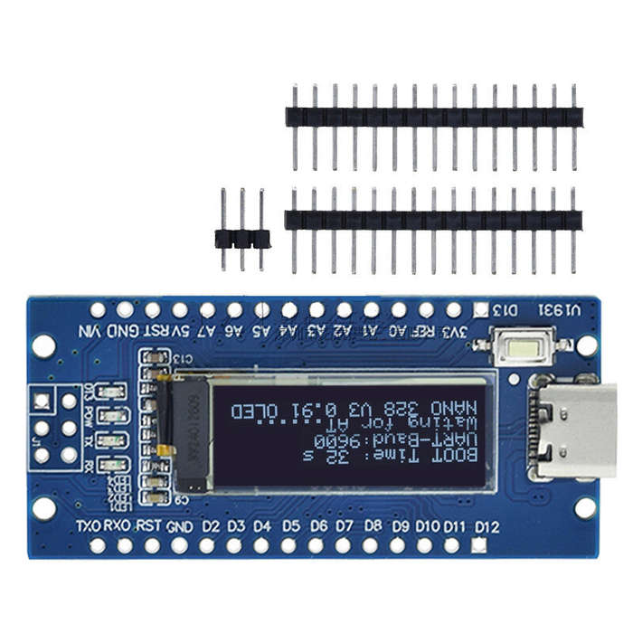 Blue - NanoV3.0 ATmega328P Development Board CH340C 0.91 Inch OLED Display 6-12V Power Supply Multip