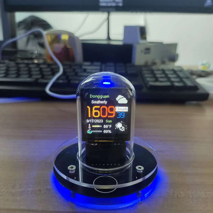 Black - Smart WIFI RGB Neon Tube Clock Nixie Tube Clock Smart Wifi Glow DIY Tube Clocks Cyber Style