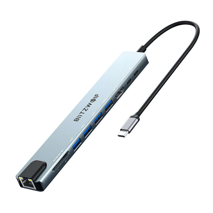 BlitzWolf BW-NEW TH5 10 in 1 USB Hubs with HDMI 4K@30Hz USB3.0 / USB2.0 / Type-C 2.0 / RJ45 Ethernet