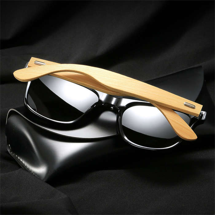Red - Fashion Bamboo Wood Vintage Square Sunglasses for Men Women Wooden Driving Fishing UV400 Sport