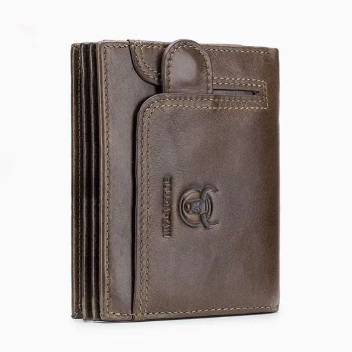 Black - BULLCAPTAIN Genuine Leather Wallet for Men Retro Large Capacity Wallet RFID Blocking Wallet