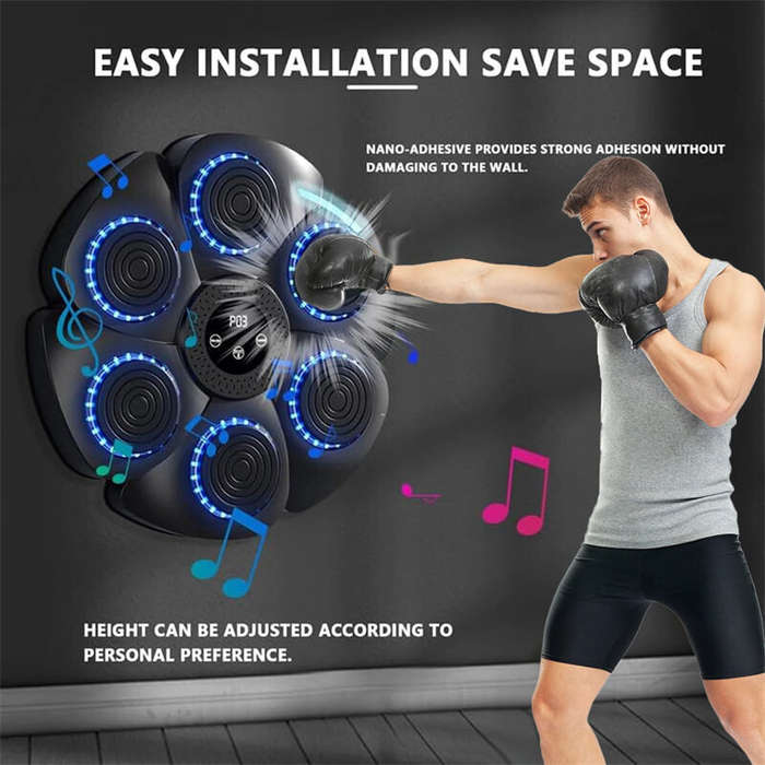 Black - KALOAD Smart Music Boxing Machine Bluetooth Wall-Mounted Boxing Trainer Reaction Exercise Bo