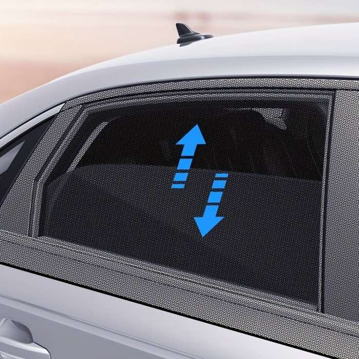 D - 2PCS Car Sun Shade Side Window Curtain Visor Anti-Mosquito Mesh Cover UV Protector Car Curtain S