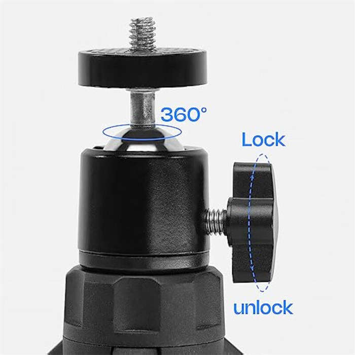 Black - YG300 360 Gimbal Rotary Projector Stand Bracket 180mm Height 92g Lightweight Alloy ABS Proje