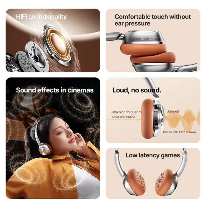 Brown - Sanag D20S Retro Headphones bluetooth 5.4 Headset HiFi Sound 3D Surround Sound 60H Playback