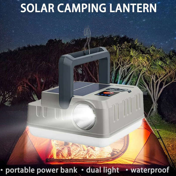 Solar Camping Lantern Flashlights USB Rechargeable Hanging Power Bank Waterproof Lights for Camping