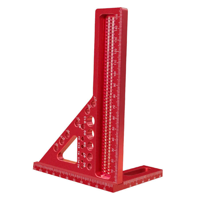 Red - JIGHOLE 3D Multi-Angle Measuring Ruler Square Ruler Hole Drawing Ruler Metric Scale Carpenter