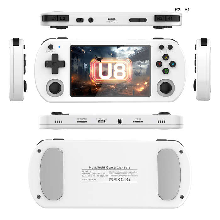 Purple - U8 128GB 4.0-inch IPS Screen Handheld Gaming Console Built-in 10000 Games Open Source Linux
