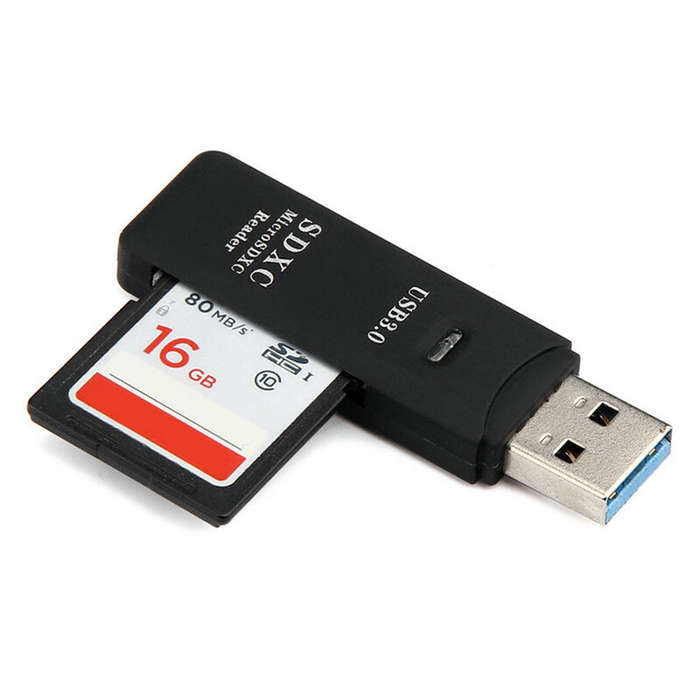 White - DM-HC32 2 IN 1 Card Reader USB3.0 to SD/TF Memory Card Reader High Speed Smart Card Reader A