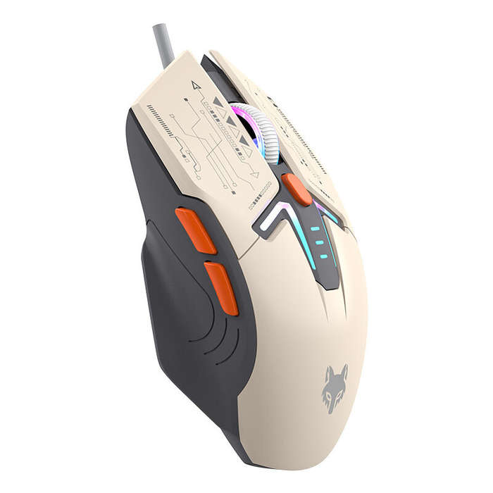 Grey - XUNFOX H6 RGB Mecha Style Wired Gaming Mouse 1200-3600DPI 6-Keys USB Wired E-sports Gamer Mic