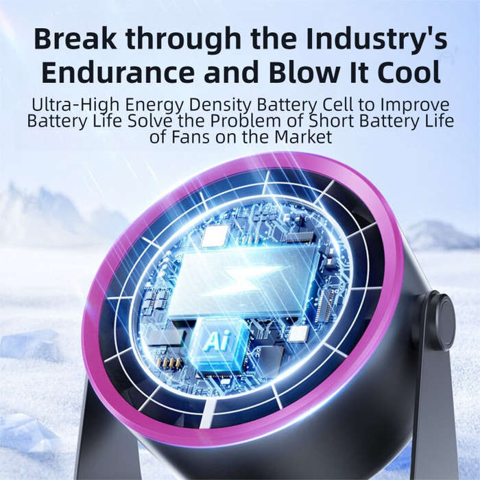 Black - 100 Speeds Desktop Circulating Fan Portable 720 Airflow AI Smart Control Portable Cooling Tu