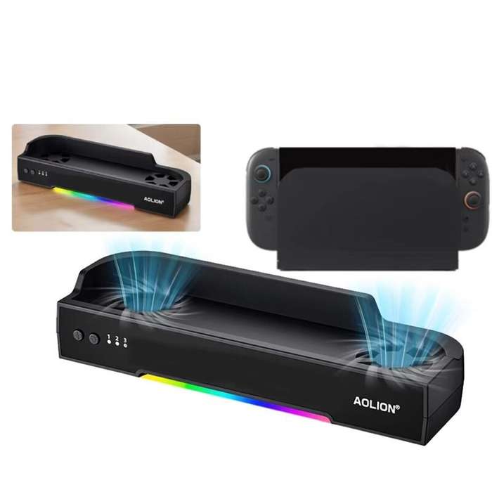 Black - For Switch2 Series Gaming Console Cooling Fan Base RGB Wall Mounted Heat Dissipation Bracket