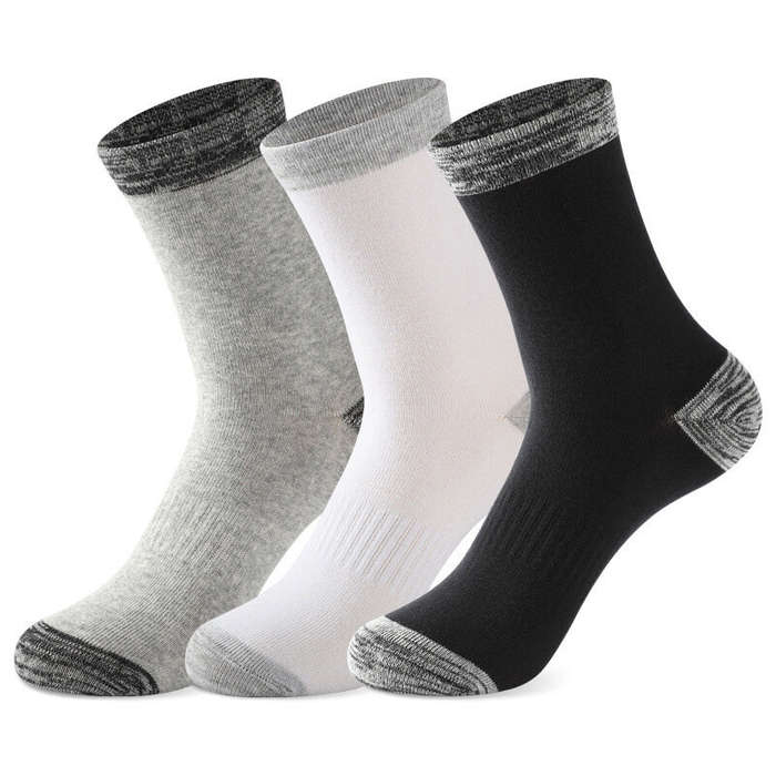 White - 6 Pair Autumn Winter Men Socks Cotton Leisure Business Long Socks Walking Running Hiking War