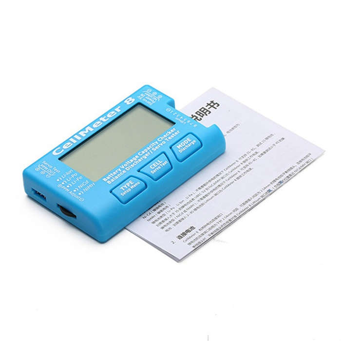 Blue - CellMeter 8 1-8S Li-Po Battery Discharge Charger Voltage Servo Test All-in-one Multi-Function
