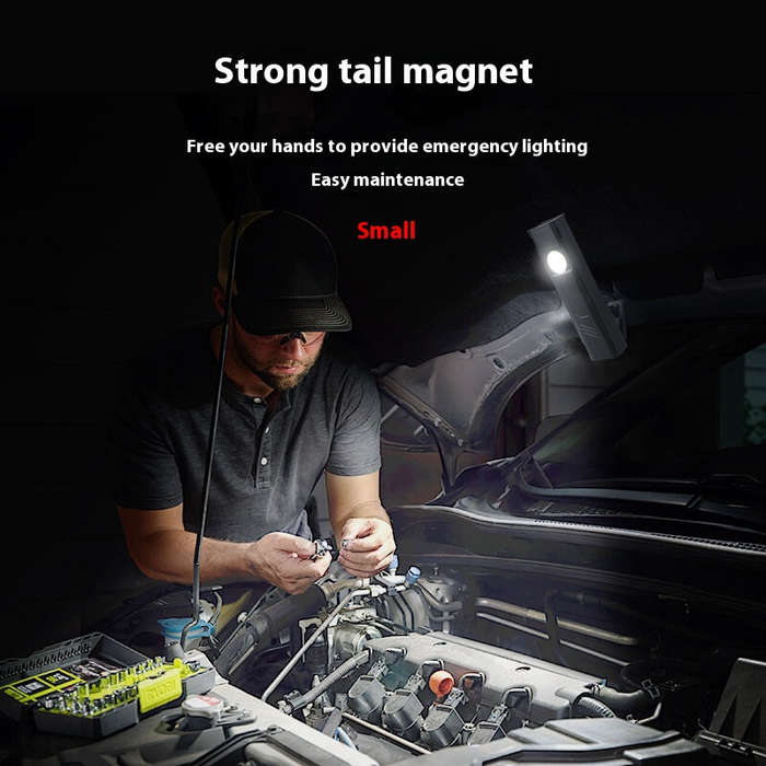 Black - 400Lumens COB Flashlights Magnetic Hook Dual Light Torch 4 Lighting Modes USB C Recharge Car
