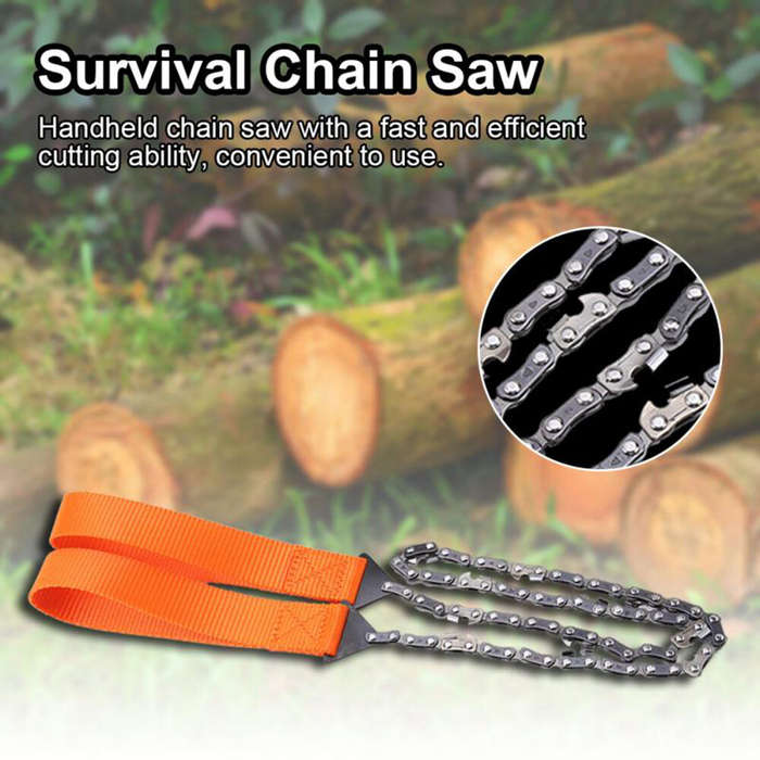 #01 - 11-Teeth Outdoor Portable Hand Zipper Saw 65cm Wire Survival Tool High Strength Ferromanganese