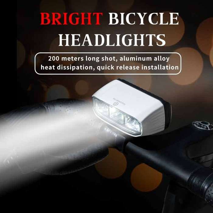 B12 White+Remote - OFFBONDAGE Wireless Remote Control Bicycle Headlight 200 Meter Long Throw Portabl