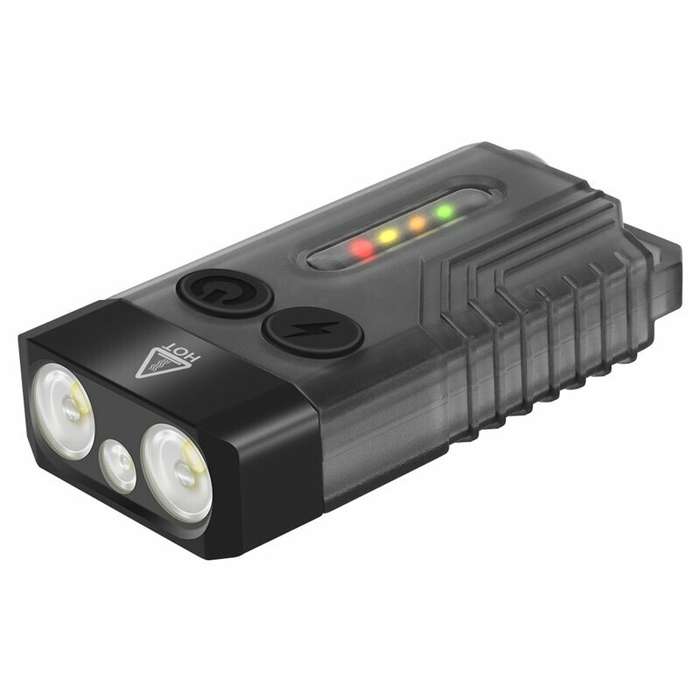 Black - V10L Dual LED 1000LM Strong Light EDC Keychain Flashlight With UV Sidelight Type-C Rechargea