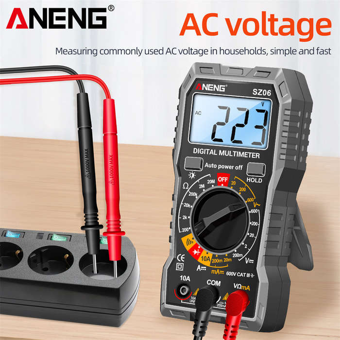 Red - ANENG SZ06 Digital Multimeter High Accuracy DC AC Voltage Current Resistance Tester Auto Shutd