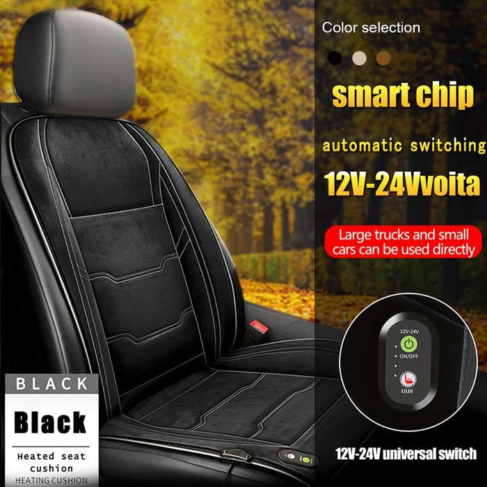 Beige - Car Heated Seat Cushion Plush Seat Electric Heated Pad for Winter Automotive Heating Pad Rap
