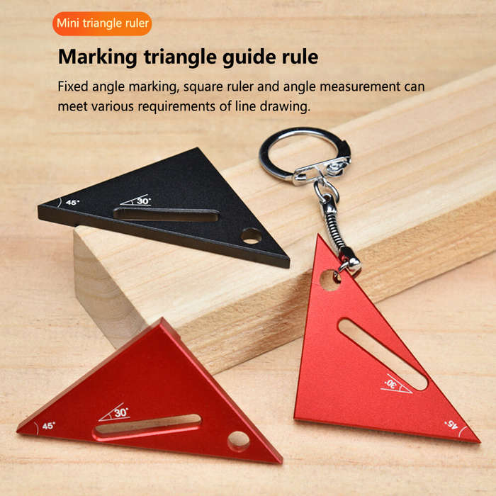 Black - Mini Aluminum Alloy Woodworking Triangle Ruler Compact Mini Right Angle Measuring Tool Metal