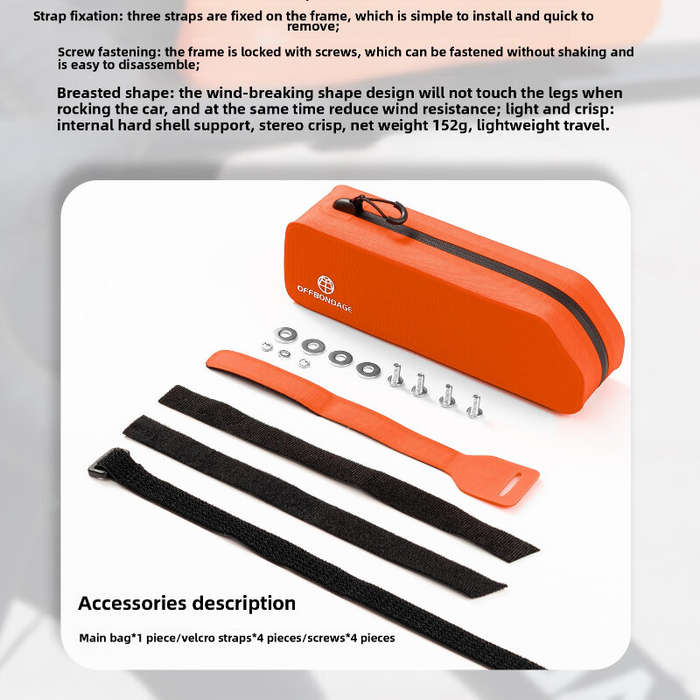 Orange - OFFBONDAGE 2L Waterproof Bicycle Top Tube Bag Convenient Zipper Large capacity Bike Front F