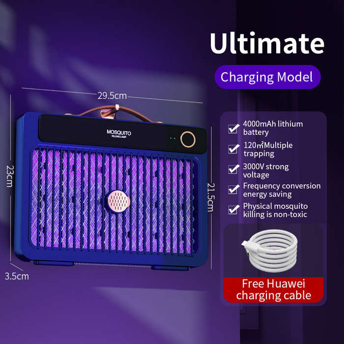 White - AGSIVO 4000mAh Large Rechargeable Cordless 3000V High Power Electric Mosquito Bug Zapper Mos