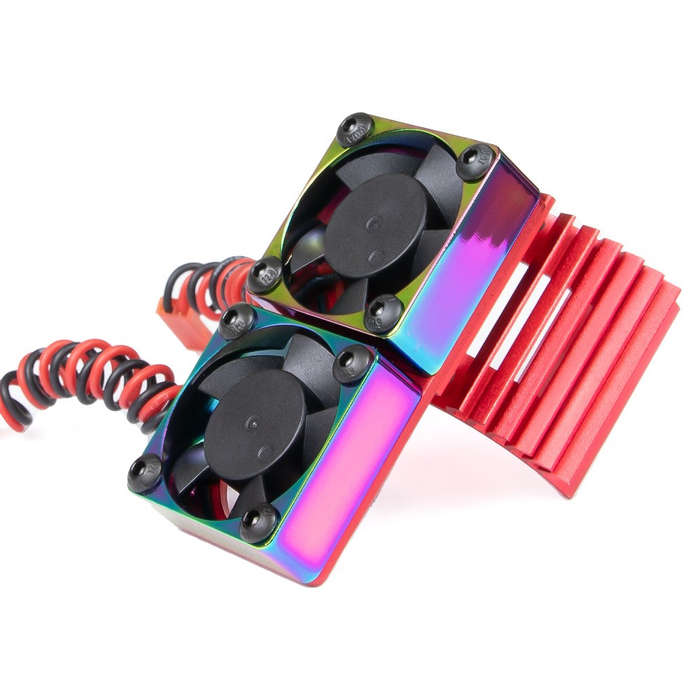 Red - Upgraded Metal Motor Cooling Dual Fan Heatsink Radiator for 36mm 380 540 550 3650 Brushed Brus
