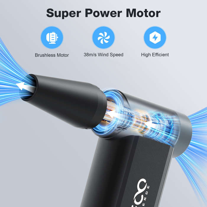 Black - MECO ELEVERDE D1 Electric Compressed Air Duster Vacuum Cleaner 8-Gear to 130000RPM Keyboard