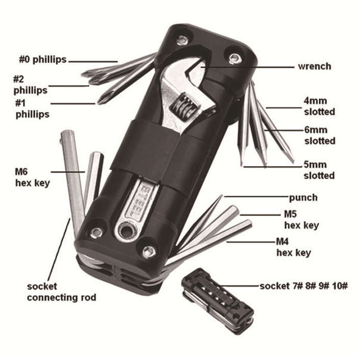 Green - XANES 1pcs Multi-functional Combination Bicycle Tool Outdoor Motorcycle Bike Tire Chain Repa