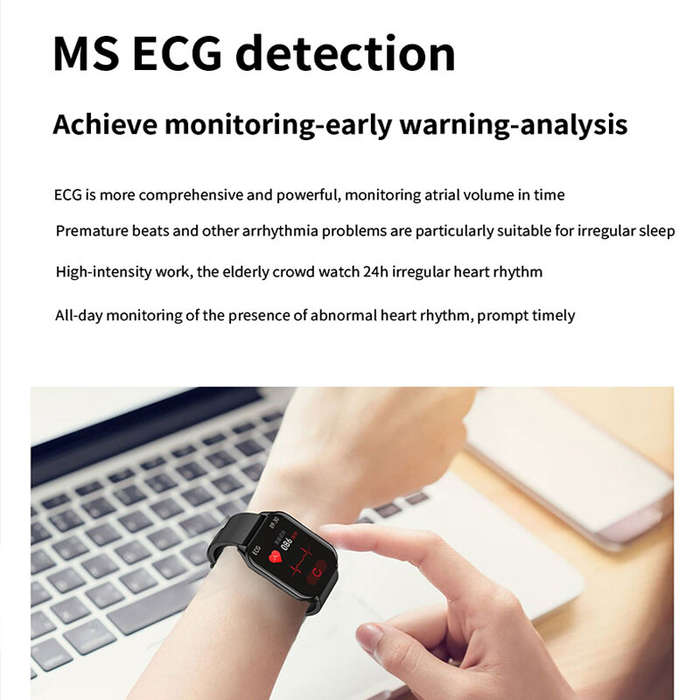 Black - M3 1.95-inch HD Screen 128MB ECG Blood Glucose Monitoring bluetooth Call Heart Rate Blood Pr