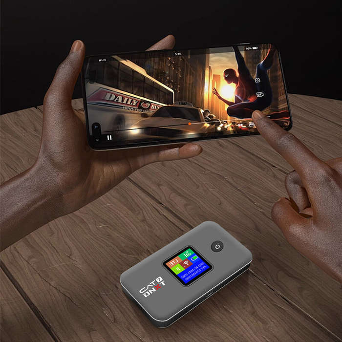 Grey - M60 Cat7 Protable Wireless WiFi 4G LTE Router 1.44-inch LCD Display Portable Hotspot WiFi6 2.