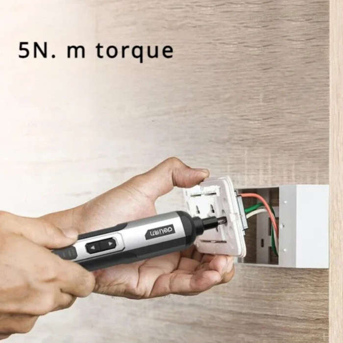 Grey - Deli Electric Screwdriver 4V Lithium Battery 2000mAh 300rpm 5Nm Torque LED Light 3-Speed Adju