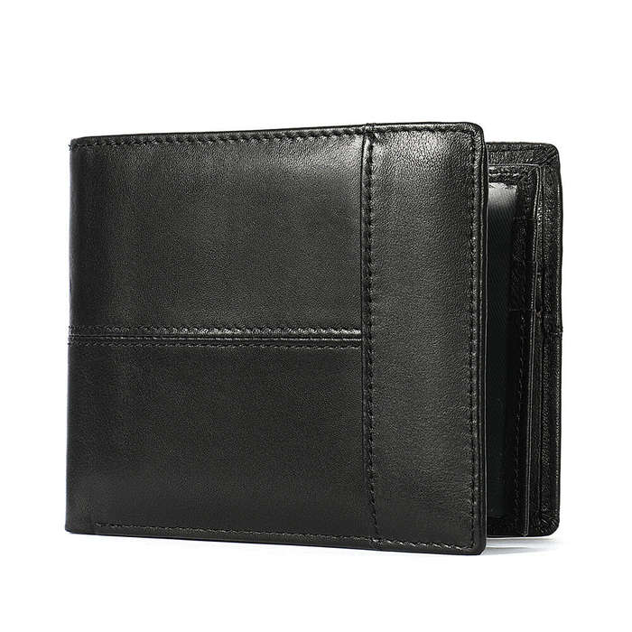 Black - Ekphero Men's Retro Genuine Leather Short Wallet RFID Blocking Horizontal Money Clip Multi-c