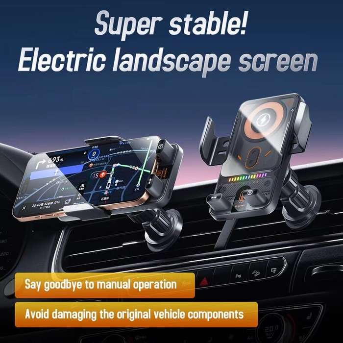 Black - F18 15W Auto Clamping Wireless Car Charger Adapter Super Fast Charging Air Vent Car Phone Ho