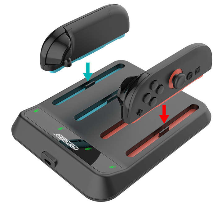 Grey - PGTECH GP-371 Switch2 Joy-Con 4-in-1 Charging Dock Magnetic Alignment Type-C Fast Charging St
